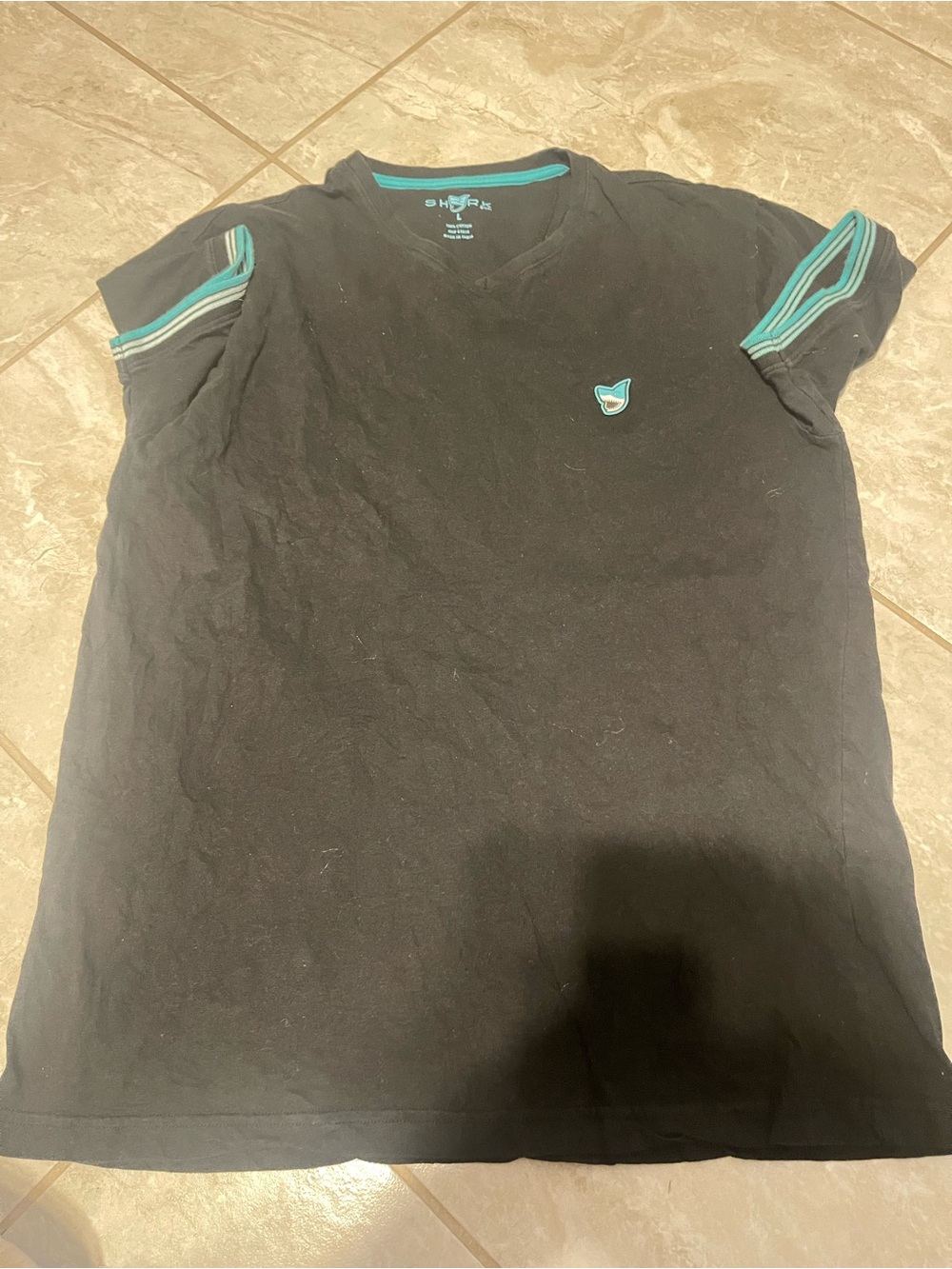Ark & Co Black Short Sleeve Tee with Teal Trim
